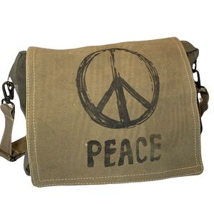 Vintage Addiction Peace Recycled Canvas Crossbody Bag